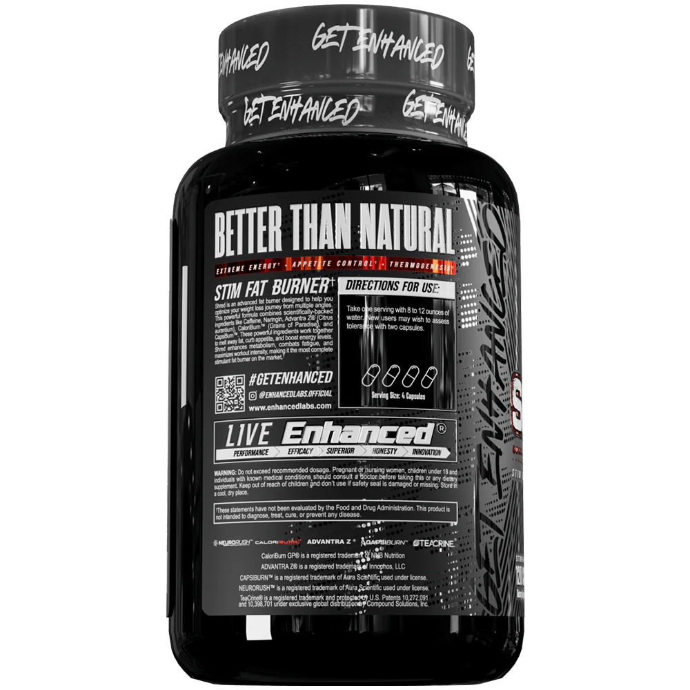 Enhanced | Shred | Stim Fat Burner | 120 Capsules