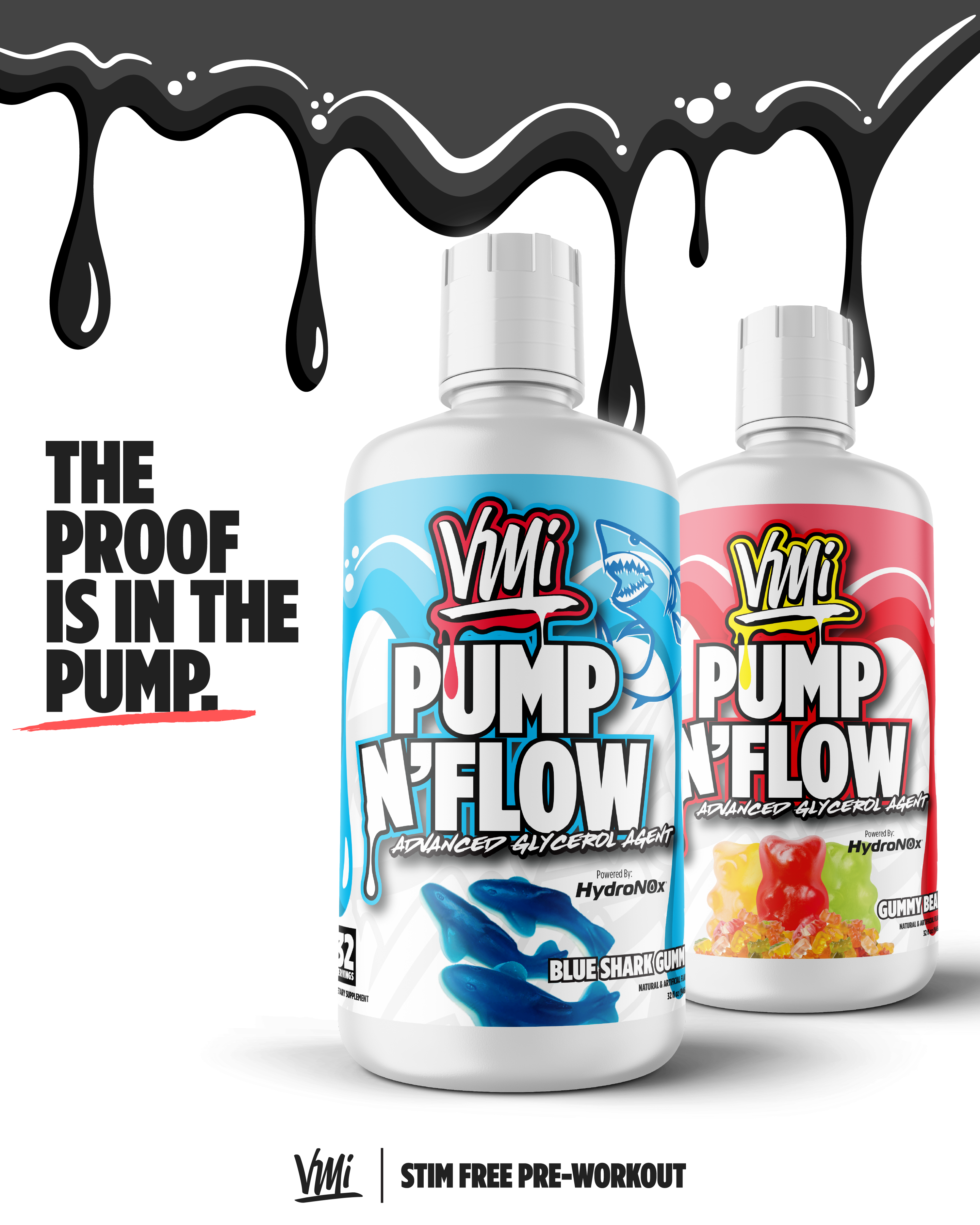 VMI | Pump N' Flow Stim Free Pre-Workout | (32 servings) - In Action | Nutrastop